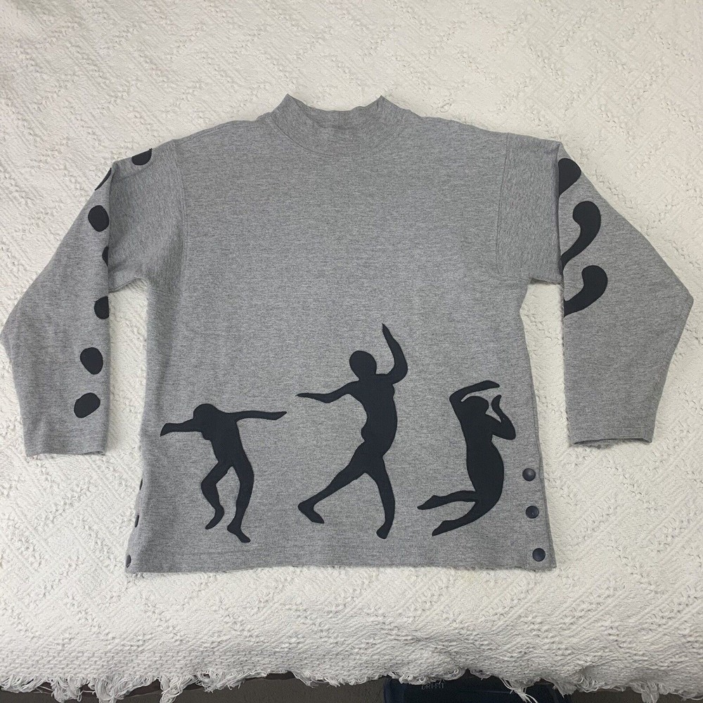 Nancy Heller Womens Dance Musical Sweater Gray Size Medium-Read